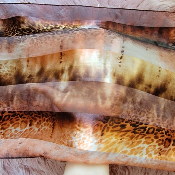 Silken Animal Print Semi Sheer Scarf - Picture 4 of 5